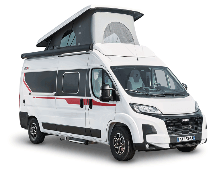 Packshot du fourgon aménagé Pilote V600G toit relevable